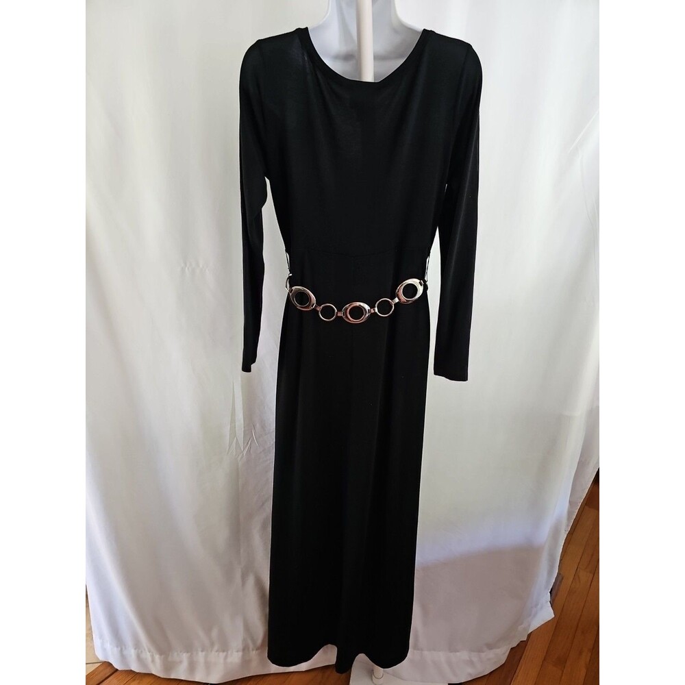 Nicole Miller Dress Women's Black Belted Hadley Ponte Knit Dress Long Sleeve Med - Picture 5 of 11